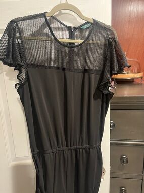 Lauren Ralph Lauren Black Sheer Ribbed Knit Top
